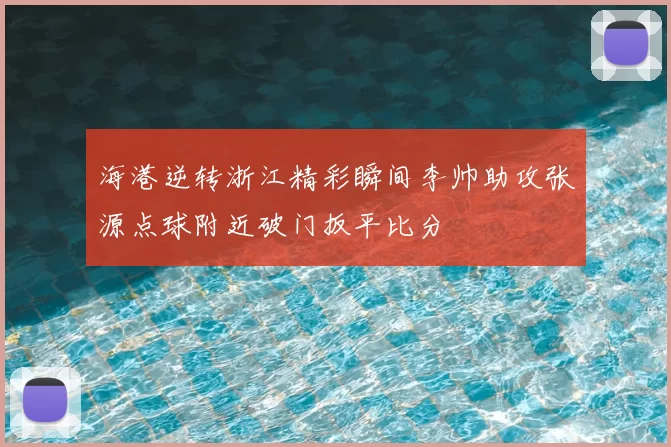 海港逆转浙江精彩瞬间李帅助攻张源点球附近破门扳平比分